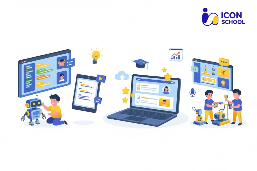 Multiple devices offer educational programming platforms and tools designed for children.