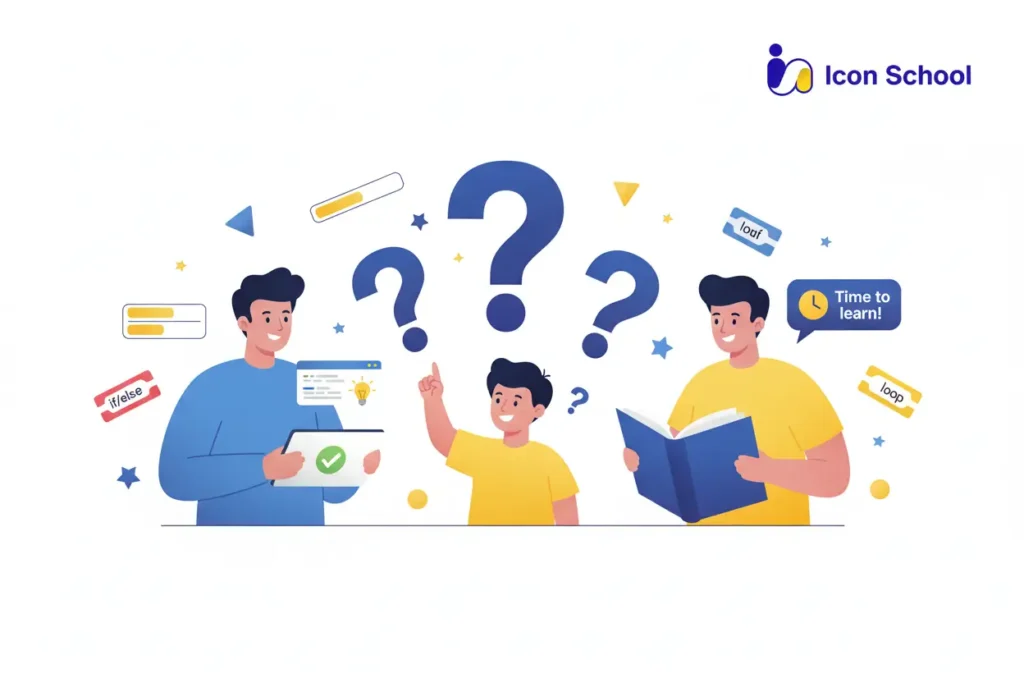 مجموعة من أولياء الأمور والمربين يجتمعون حول مائدة لمناقشة الأسئلة الشائعة حول تعلم البرمجة للأطفال باستخدام سكراتش