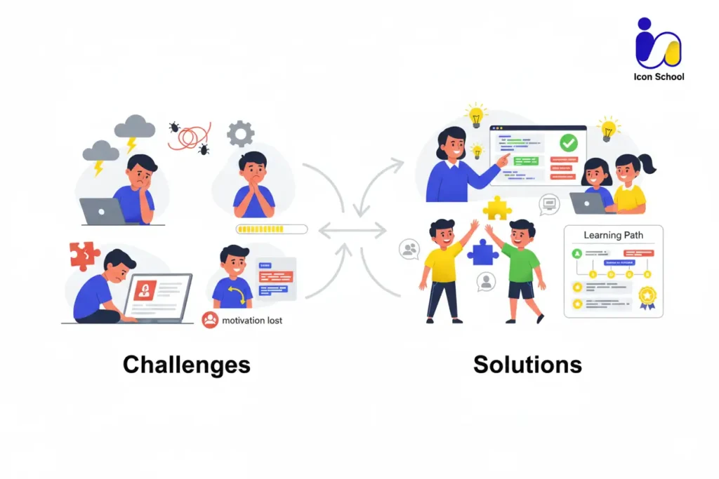 A father supports his child through a programming challenge in an encouraging and positive way.